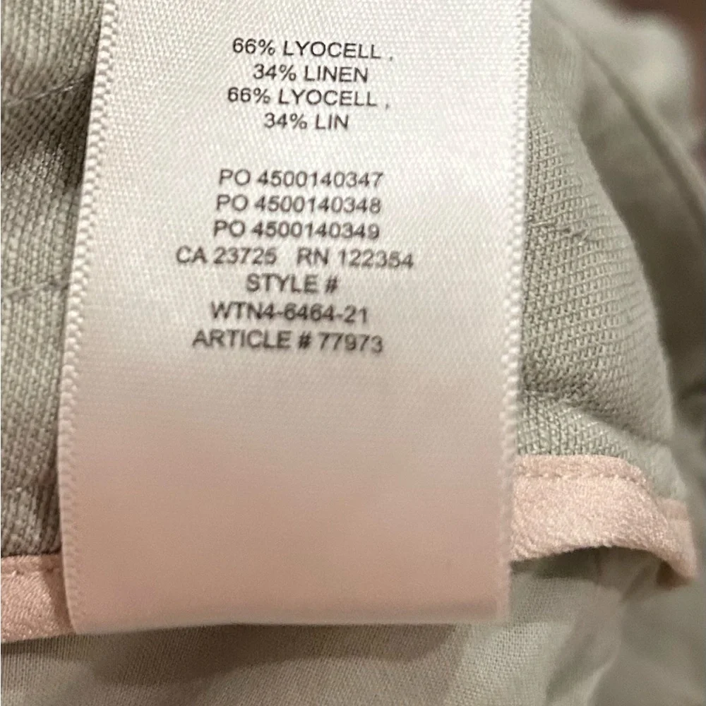 Aritzia Wilfred Pants Allant Sage Green Linen Blend Drawstring Size 4